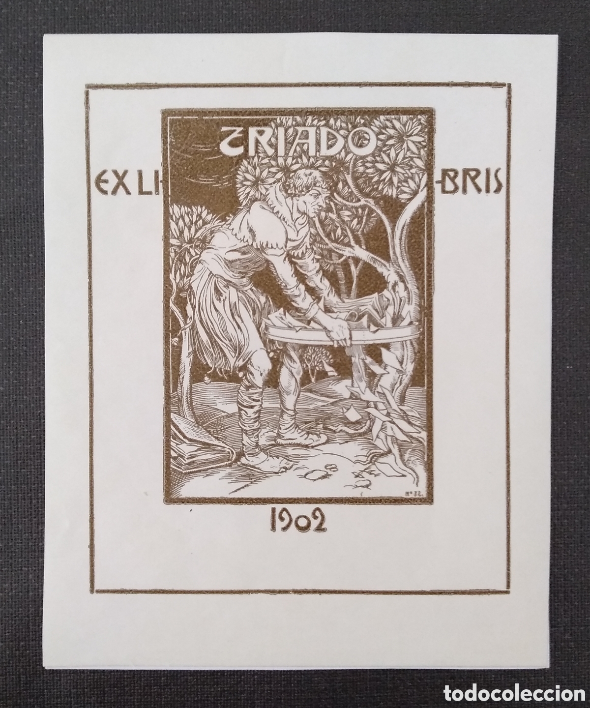 Arte: Ex-libris personal de Josep Triad&oacute; i Mayol 1902 - Foto 1