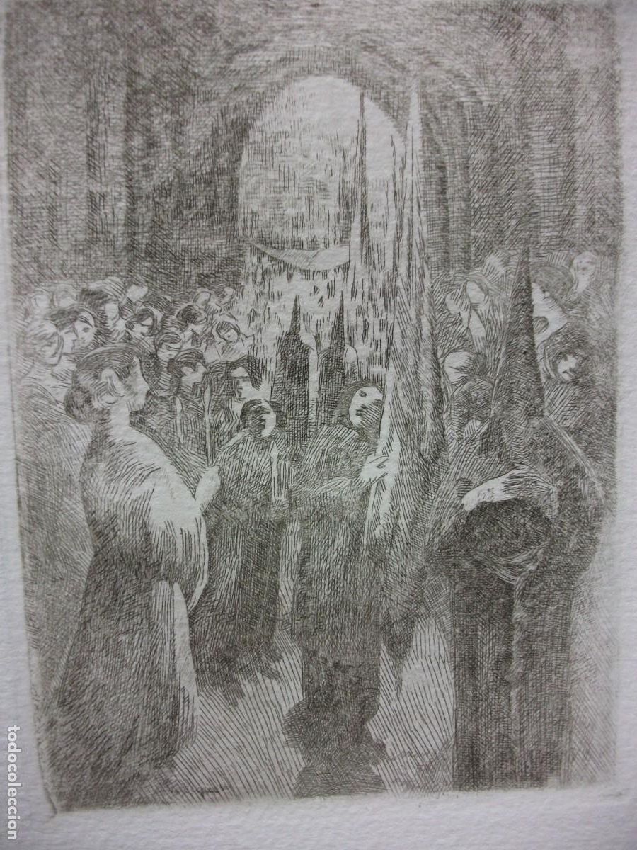 Arte: ALEXANDRE DE RIQUER GRABADO DE SEMANA SANTA NO ES EX LIBRIS - Foto 1