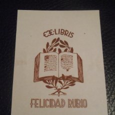 Arte: EX LIBRIS DE MARIA FIGUEROLA PARA FELICIDAD RUBIO EXLIBRIS 1946