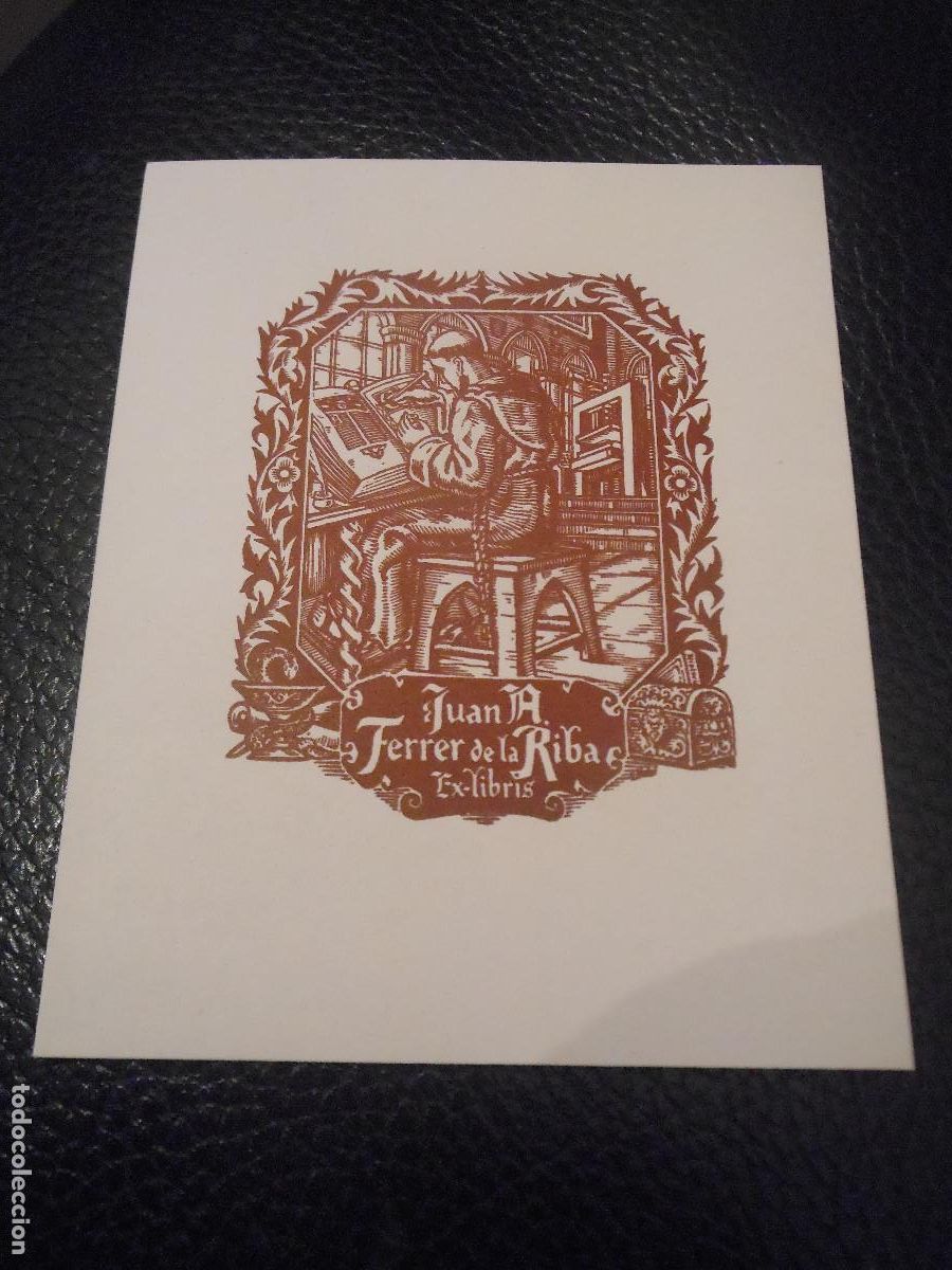 Arte: EXLIBRIS DE I. VIDAL PARA JUAN A. FERRER DE LA RIBA- EX LIBRIS - Foto 1
