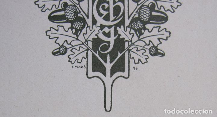 Arte: JOSEP TRIAD&Oacute;. EXLIBRIS CH. E. Y. 1918. 10,5 X 8 CM - Foto 3