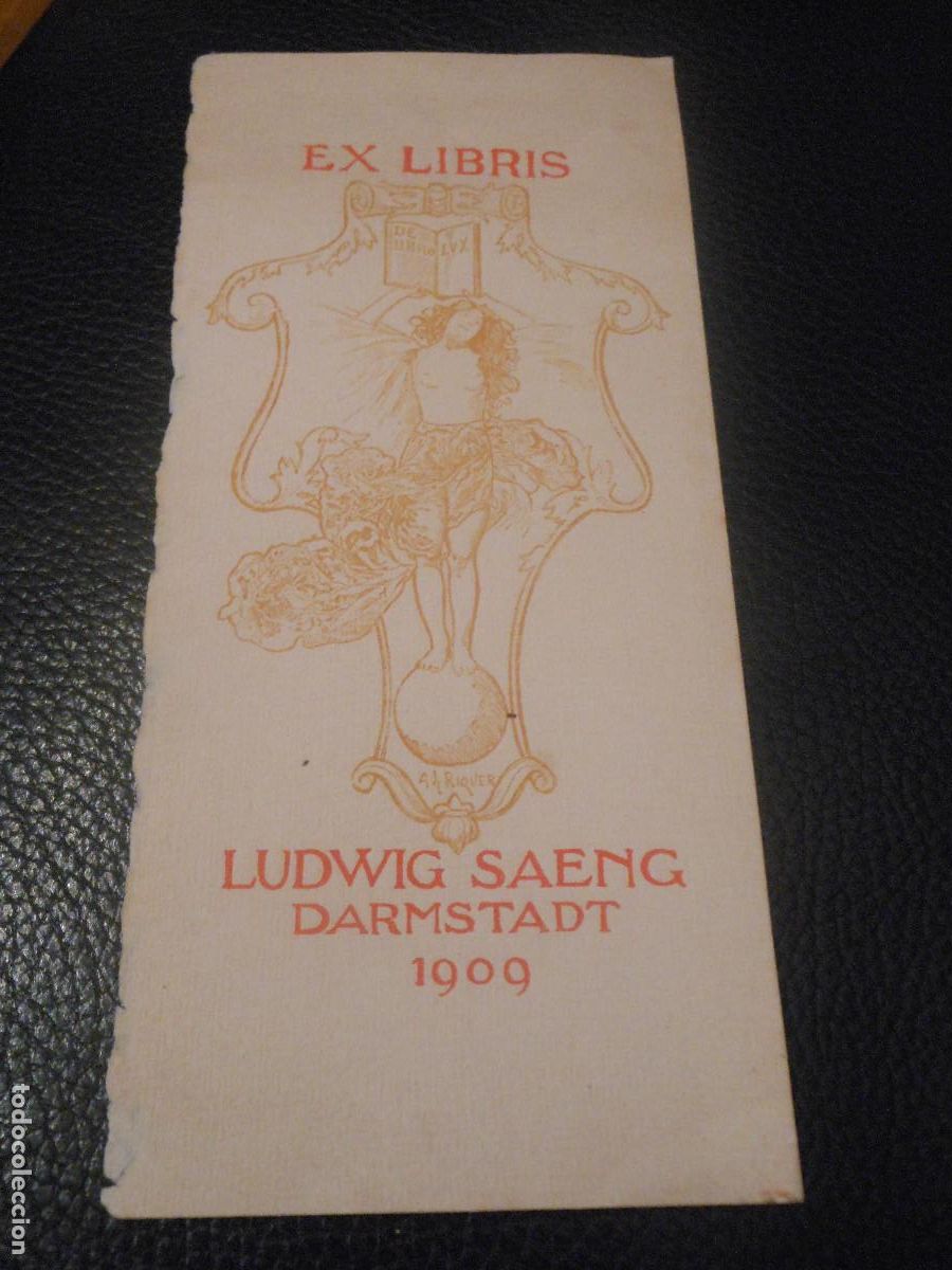 Arte: EXLIBRIS DE A. DE RIQUER PARA LUDWIG SAENG - EX LIBRIS MUJER DESNUDO - VERSI&Oacute;N DE 1909 - Foto 1