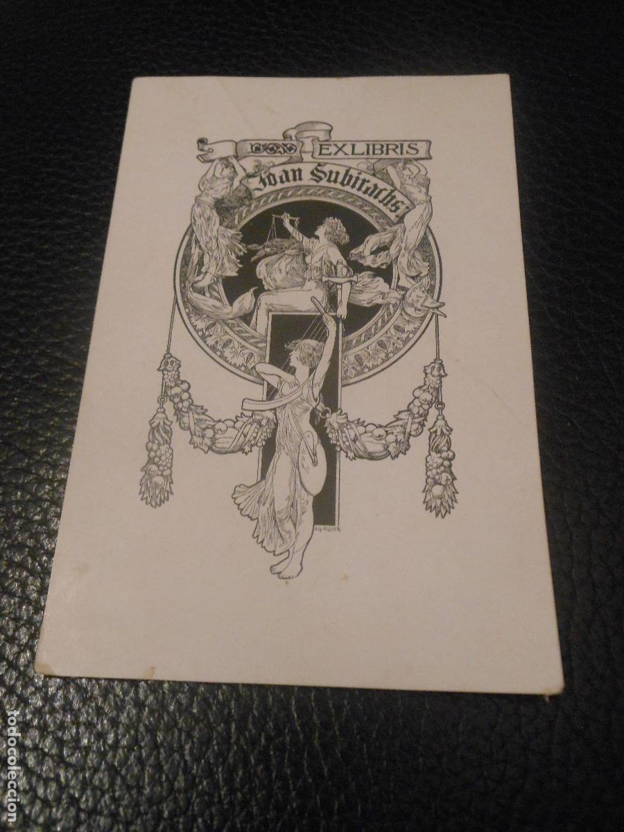 Arte: EXLIBRIS DE A. DE RIQUER PARA JOAN SUBIRACHS - EX LIBRIS MODERNISMO MUJER - Foto 1