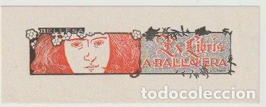 Arte: EX LIBRIS PARA A. BALL-LLOVERA / A. de Riquer - 1901-1902? - Foto 1