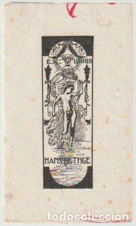 Arte: EX LIBRIS DE ALEXANDRE DE RIQUER PARA HANS BETHGE / A. de Riquer - Inicios s. XX. - Foto 1