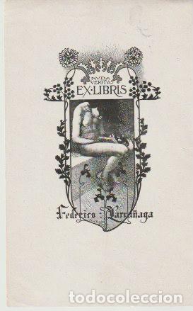 Arte: EX LIBRIS PARA FEDERICO LARRA&Ntilde;AGA / A. de Riquer -1902 - Foto 1