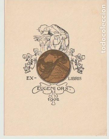 Arte: EX LIBRIS PARA EUGENI ORS / A. de Riquer -1902 - Foto 1