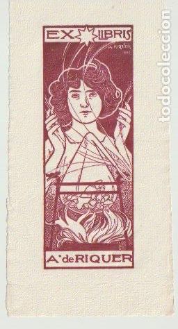 Arte: EX LIBRIS DE ALEXANDRE DE RIQUER PARA SU USO PERSONAL / A. de Riquer &ndash; 1900 - Foto 1