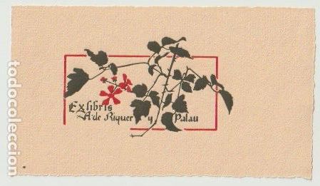 Arte: EX LIBRIS PARA A. DE RIQUER Y PALAU / A. de Riquer - PRINCIPIOS S. XX. - Foto 1