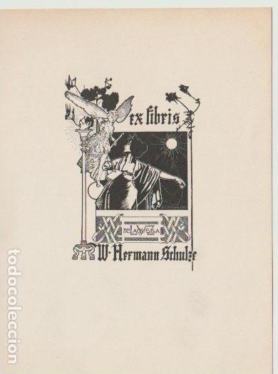 Arte: EX LIBRIS PARA W. HERMANN SCHULZE / A. de Riquer &ndash; 1902 - Foto 1