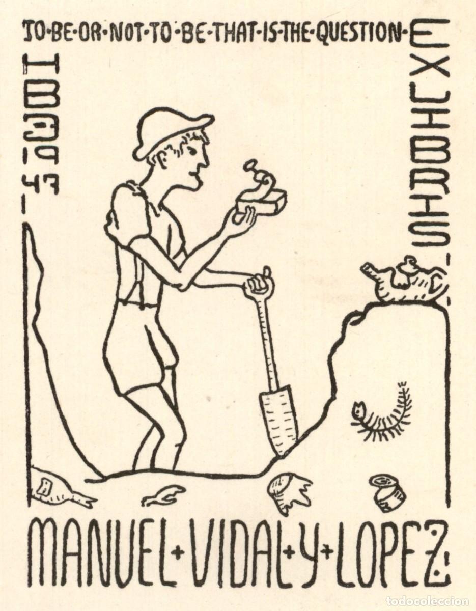 Arte: Exlibris Bookplate Ex-Libris Manuel Vidal y Lopez 10 x 8 cms - Foto 1
