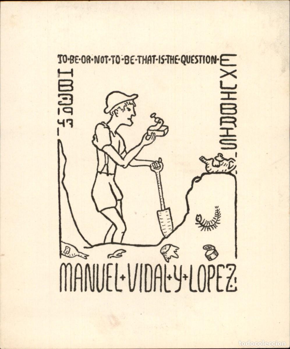 Arte: Exlibris Bookplate Ex-Libris Manuel Vidal y Lopez 10 x 8 cms - Foto 2