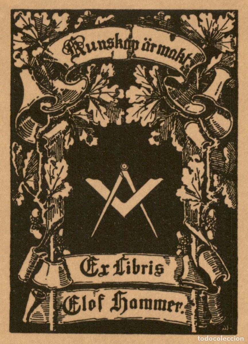 Arte: Exlibris Bookplate Ex-Libris Elof Hammer 11 x 8 cms - Foto 1