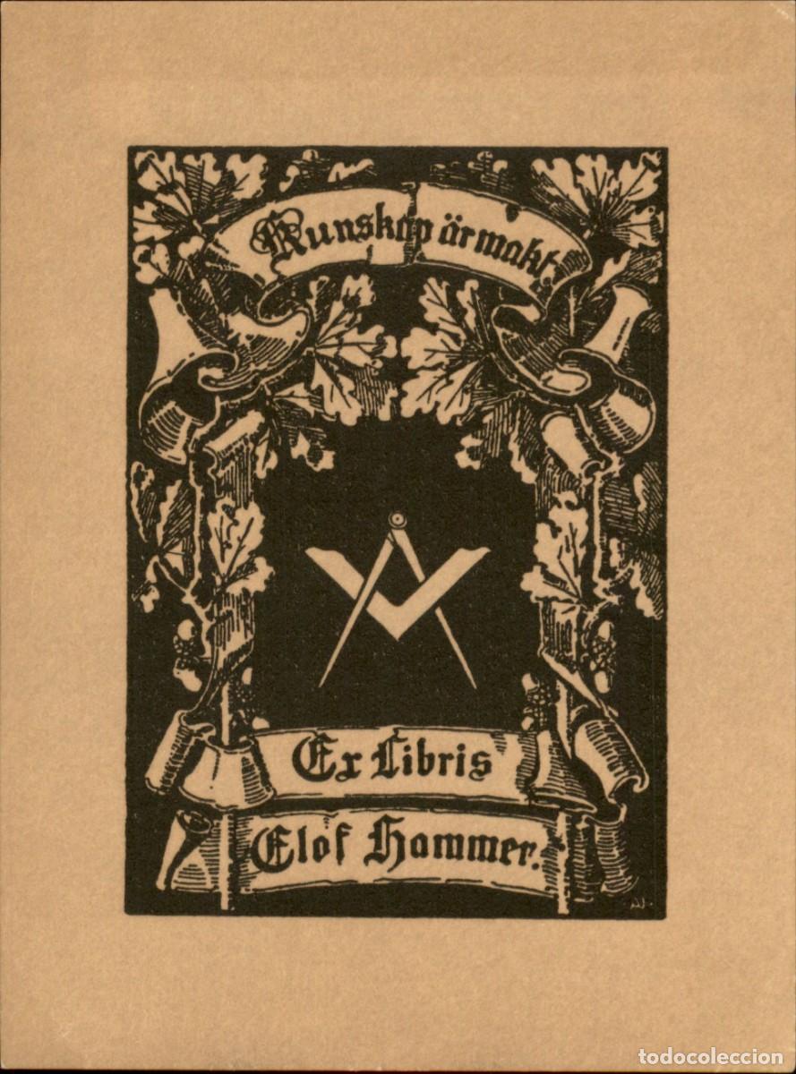 Arte: Exlibris Bookplate Ex-Libris Elof Hammer 11 x 8 cms - Foto 2