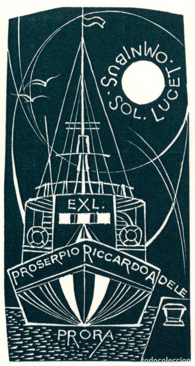 Arte: Exlibris Bookplate Ex-Libris Proserpio Riccardoa Dele Prora 13 x 8 cms. - Foto 1