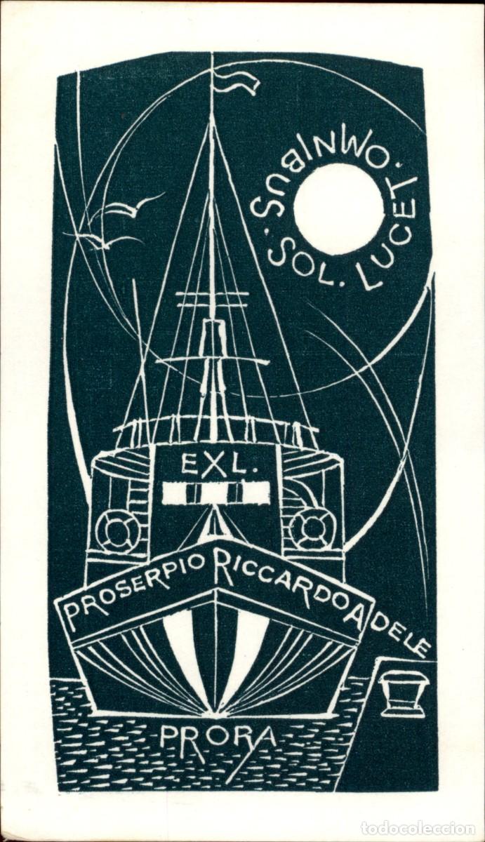 Arte: Exlibris Bookplate Ex-Libris Proserpio Riccardoa Dele Prora 13 x 8 cms. - Foto 2