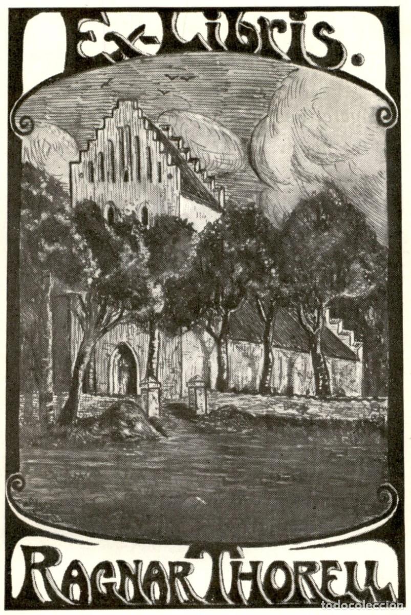 Arte: Exlibris Bookplate Ex-Libris Ragnar Thorell Pastor 11 x 8 cms. - Foto 1
