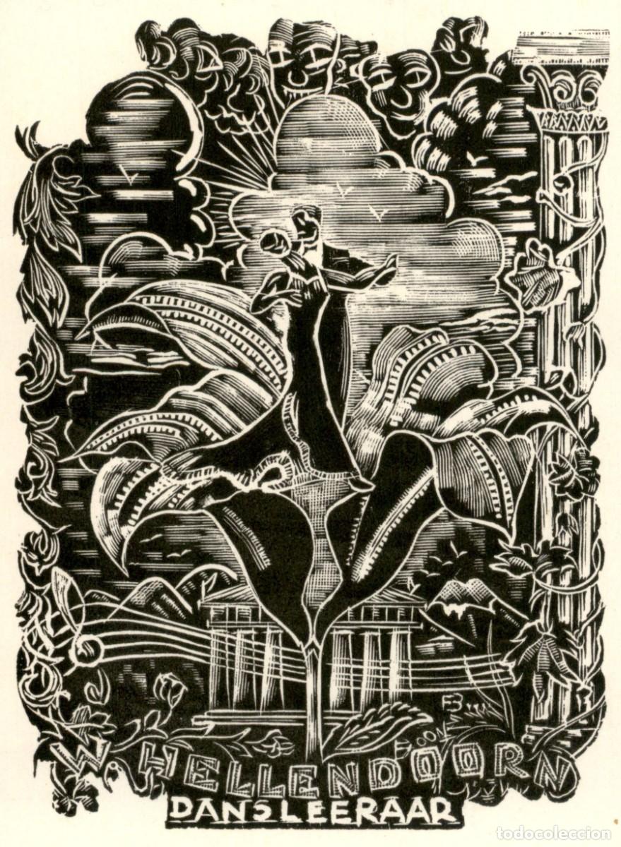 Arte: Exlibris Bookplate Ex-Libris Hellendoorn Dans Leeraar 11 x 8 cms. - Foto 1