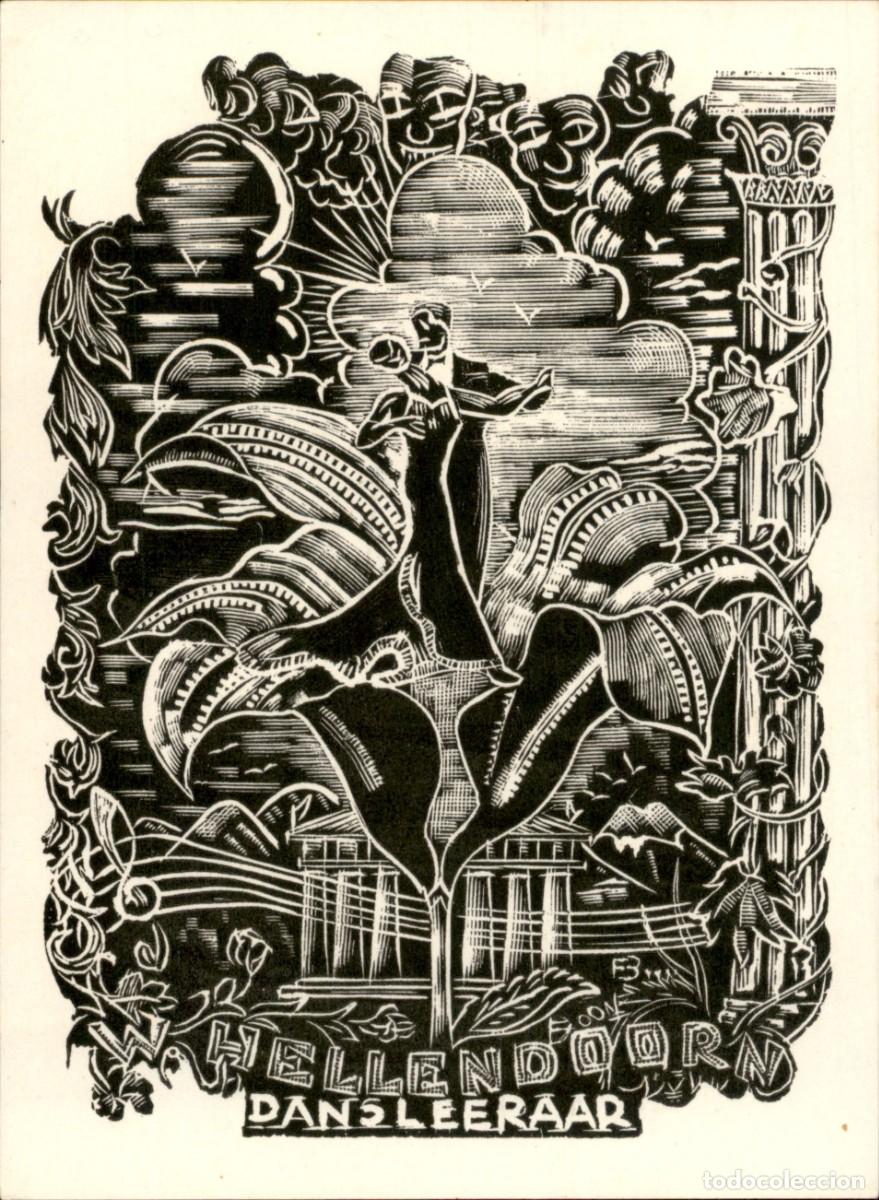 Arte: Exlibris Bookplate Ex-Libris Hellendoorn Dans Leeraar 11 x 8 cms. - Foto 2