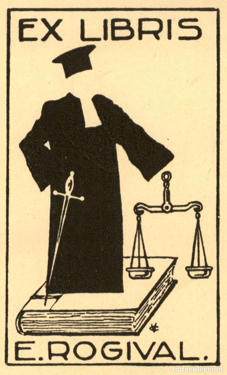 Arte: E. Rogival 10 x 7 cms &ndash; Ex Libris, Bookplate, Exlibris - Foto 1