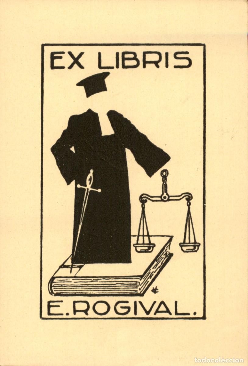 Arte: E. Rogival 10 x 7 cms &ndash; Ex Libris, Bookplate, Exlibris - Foto 2