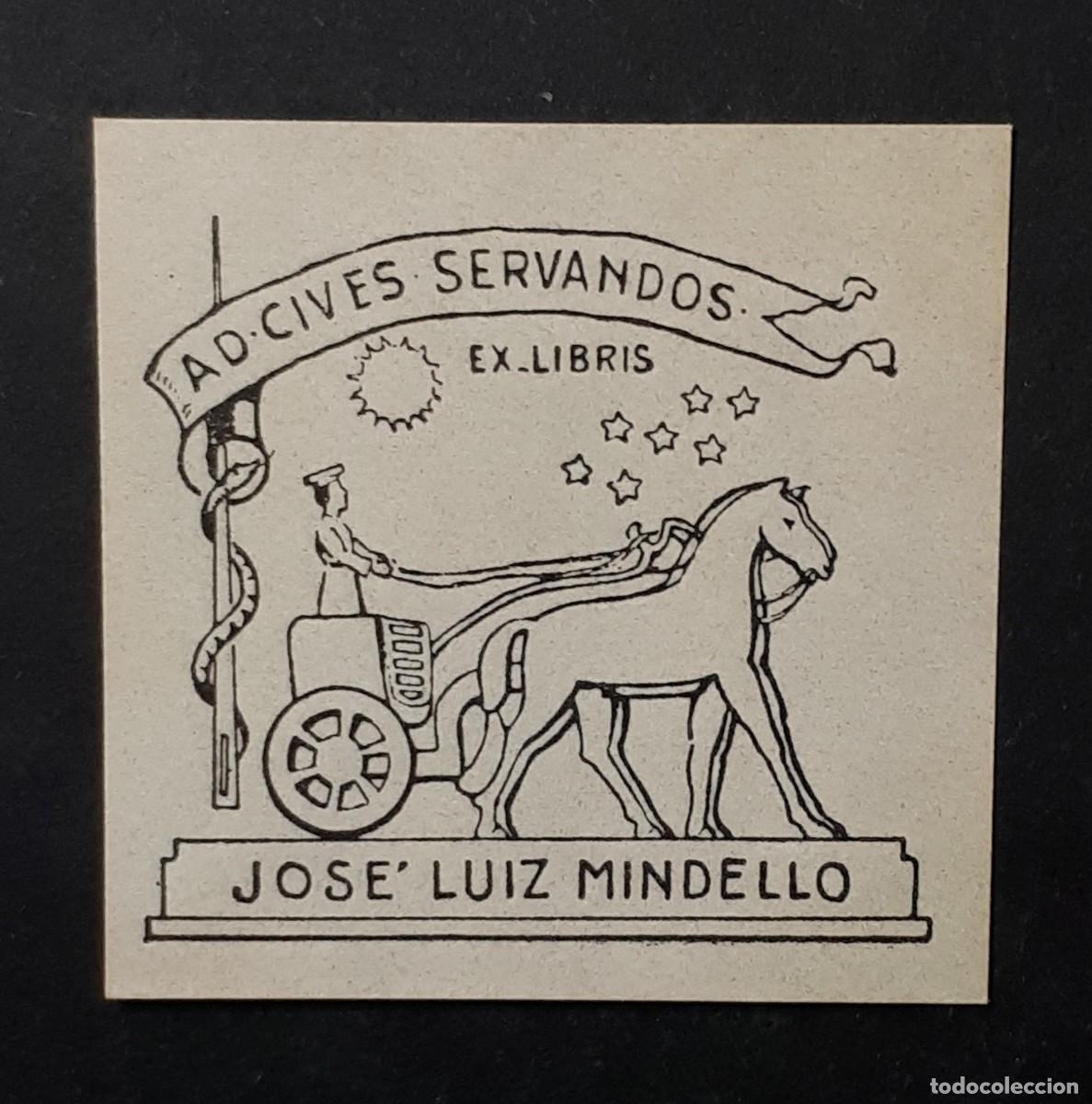 Arte: EX- LIBRIS.- JOS&Eacute; LUIZ MINDELLO. ARTE. CABALLOS. LIBROS - Foto 1