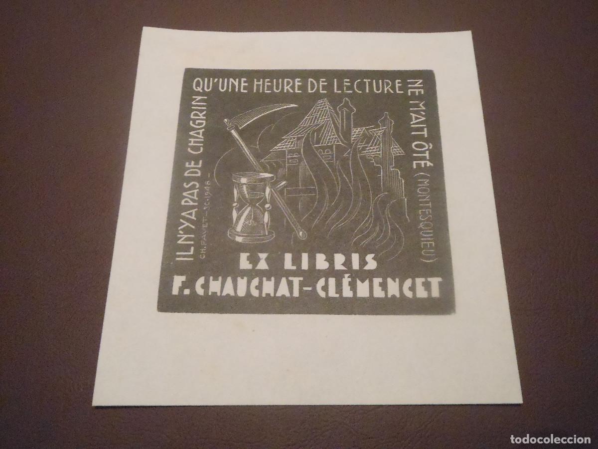 Arte: EXLIBRIS MACABRO PARA F. CHAUCHAT-CLEMENCET CALAVERA MUERTE EX LIBIRIS - Foto 1