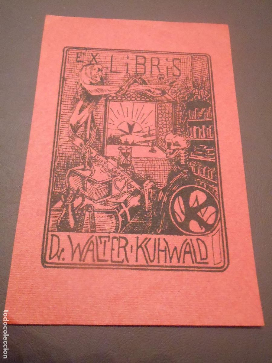 Arte: EXLIBRIS MACABRO PARA DR. WALTER KUHWALD CALAVERA MUERTE EX LIBIRIS - Foto 1