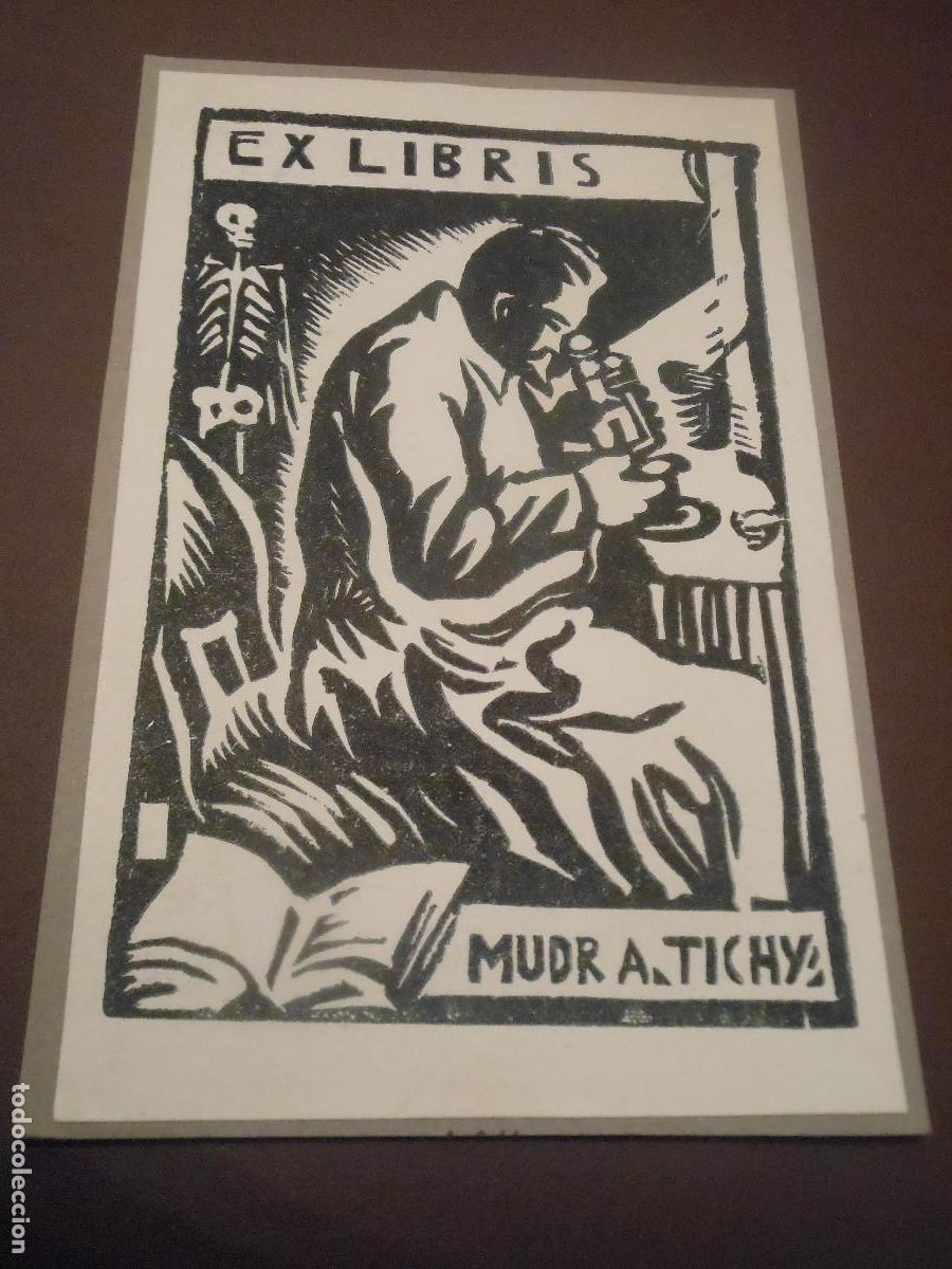 Arte: EXLIBRIS MACABRO PARA MURD A. TICHY CALAVERA MUERTE EX LIBIRIS - Foto 1