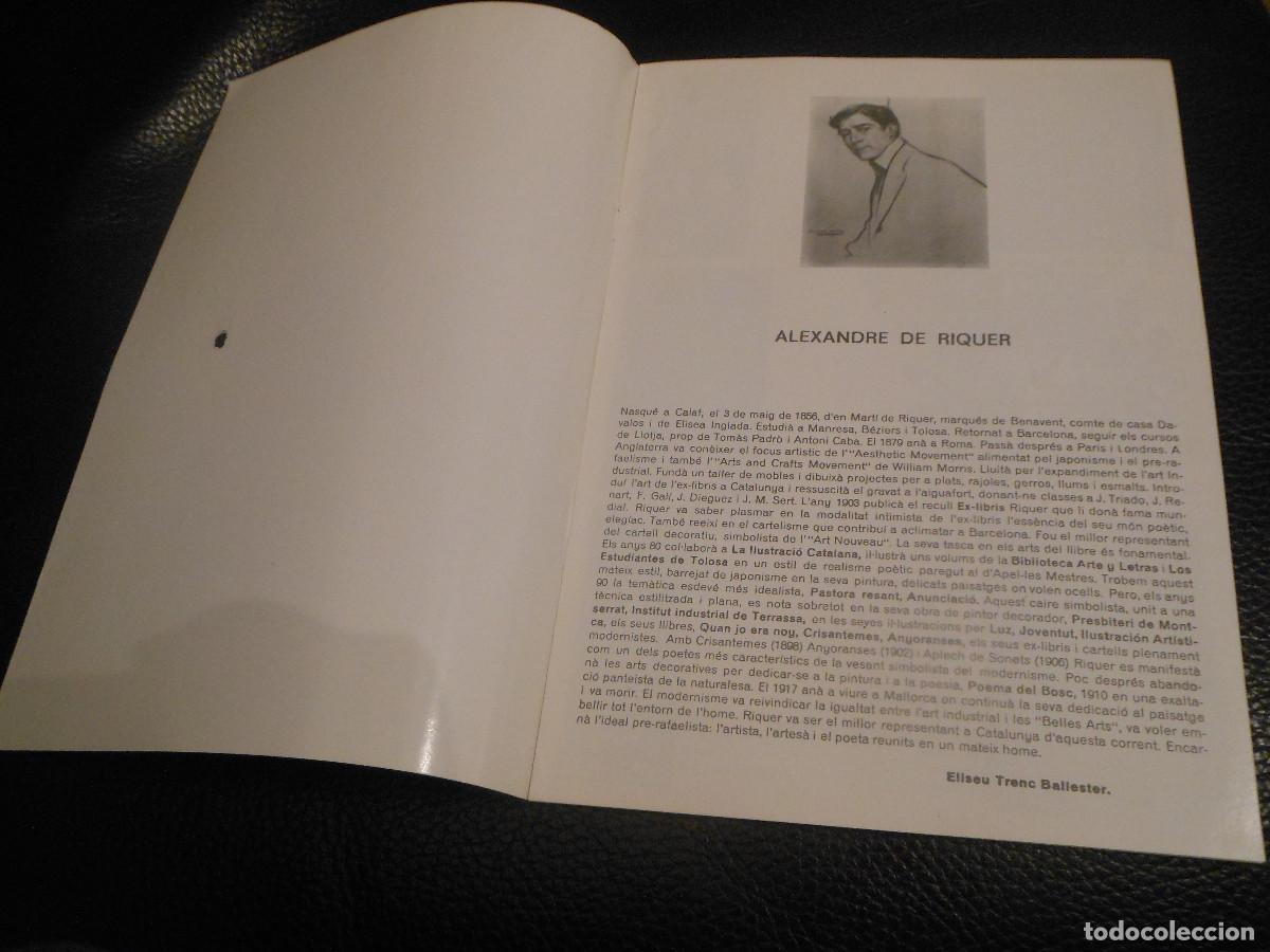Arte: FOLLETO EXPOSICI&Oacute;N HOMENAJE A ALEXANDRE DE RIQUER EN CALAF 1976 EXLIBRIS - Foto 2