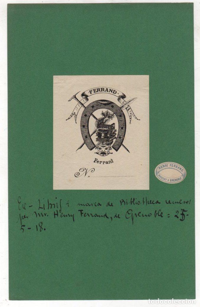 Arte: EXLIBRIS FERRAND FERRANT. GRENOBLE 1918 - Foto 1