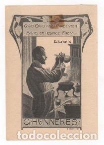 Arte: EXLIBRIS G. H&Uuml;NNECKES. L. BROCKHOFF. A&Ntilde;O 1902 - Foto 1