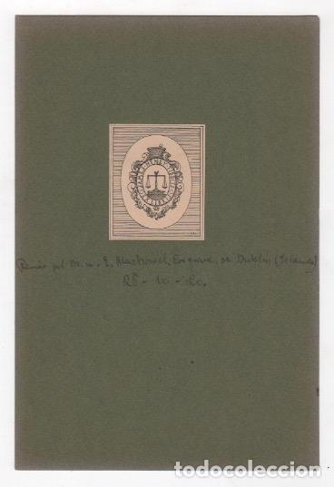 Arte: EXLIBRIS JAMES HENRY Y TIBBITS. DUBL&Iacute;N, IRLANDA. A&Ntilde;O 1920 - Foto 1