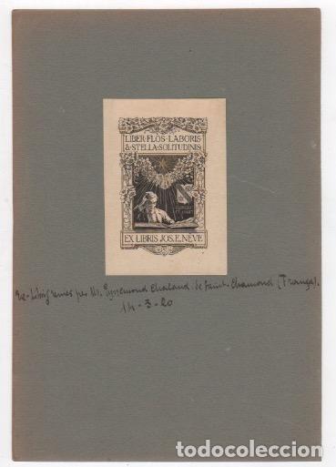 Arte: EXLIBRIS JOS. E. N&Egrave;VE. SAINT-CHAMOND, FRANCIA. A&Ntilde;O 1920 - Foto 1