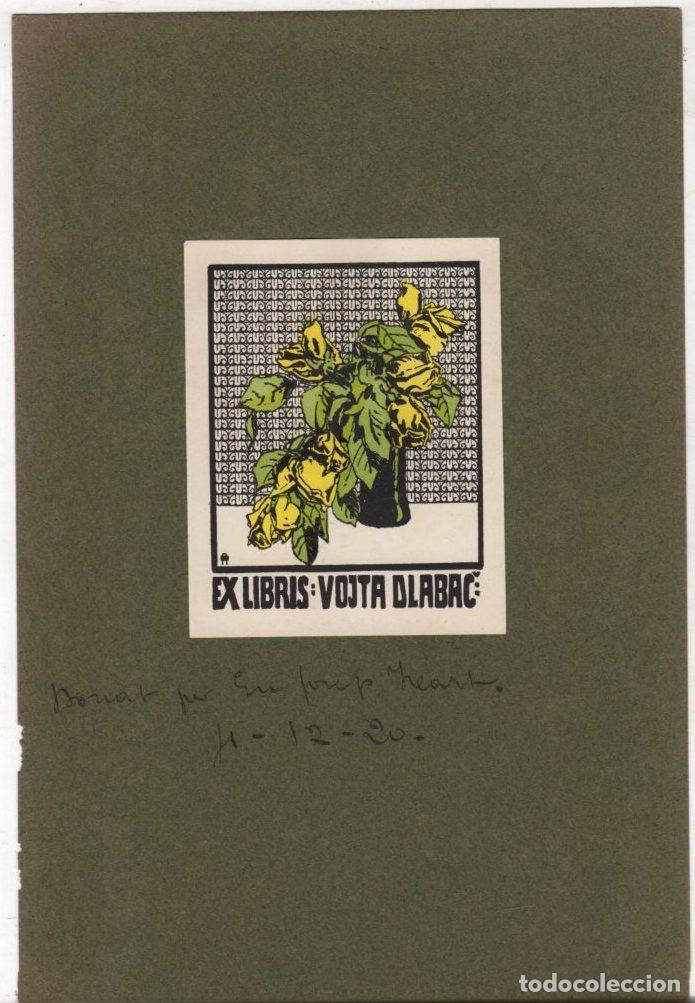 Arte: EXLIBRIS FLORAL VOJTA OLABAC. A&Ntilde;O 1920 - Foto 1