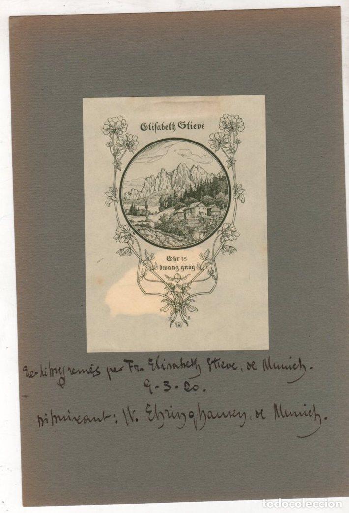 Arte: EXLIBRIS ELISABETH STIEVE. MUNICH. A&Ntilde;O 1920 - Foto 1