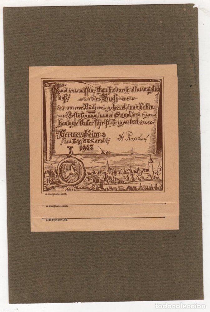 Arte: LOTE 3 EXLIBRIS GERMERSHEIM. A&Ntilde;O 1905 - Foto 1
