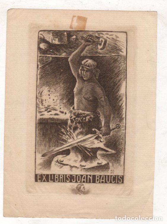 Arte: EXLIBRIS GRABADO JOAN BAUCIS. A&Ntilde;O 1913 - Foto 1