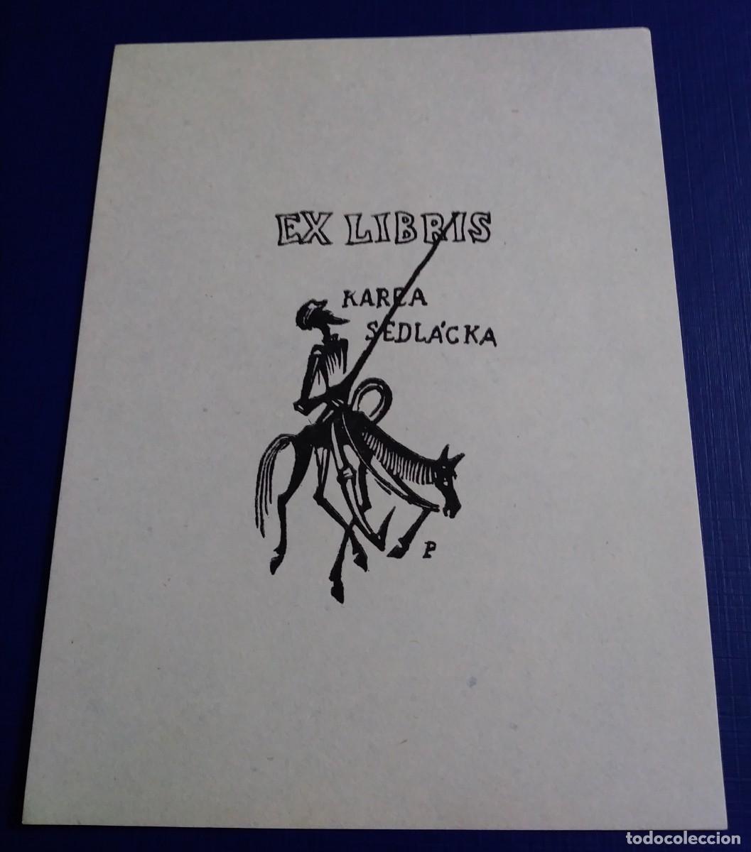 Arte: EXLIBRIS DE TEM&Aacute;TICA CERVANTINA - DON QUIJOTE A CABALLO - Foto 2