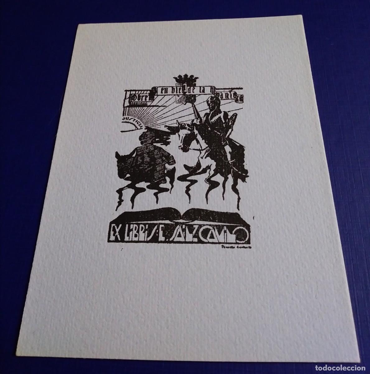 Arte: EXLIBRIS DE TEM&Aacute;TICA CERVANTINA - DON QUIJOTE Y SANCHO - Foto 2
