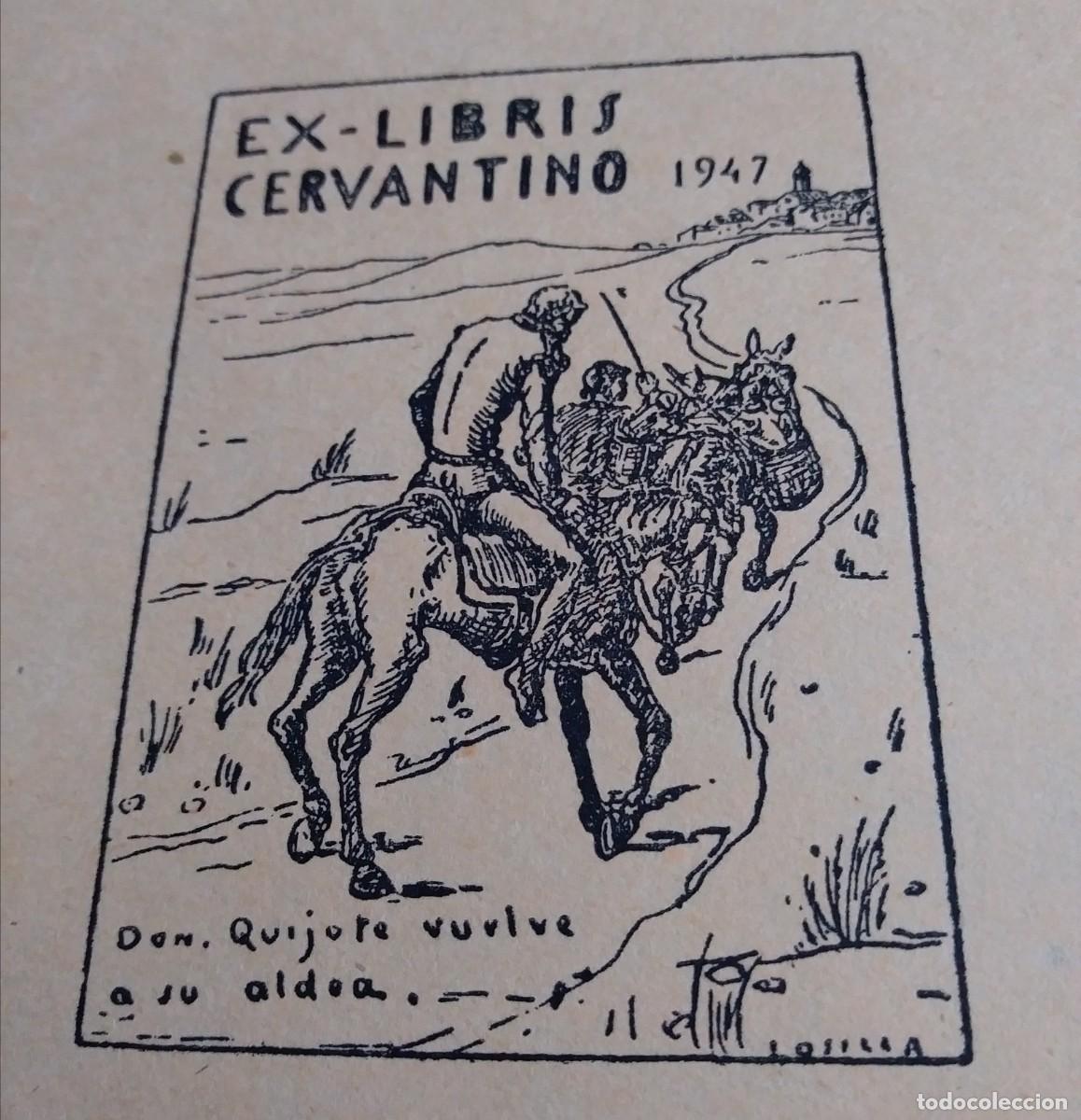 Arte: EXLIBRIS DE TEM&Aacute;TICA CERVANTINA - DON QUIJOTE VUELVE A SU ALDEA - Foto 1