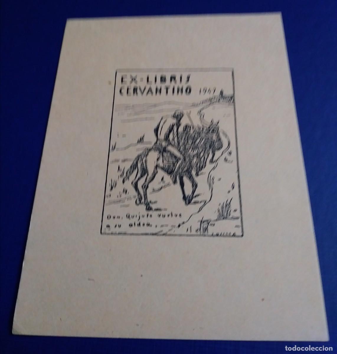 Arte: EXLIBRIS DE TEM&Aacute;TICA CERVANTINA - DON QUIJOTE VUELVE A SU ALDEA - Foto 2