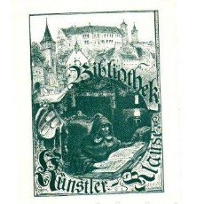 Arte: EXLIBRIS DE BIBLIOTHEK KÜNSTLER-KLAUSE REALIZADO POR F. FALKEISEN CIRCA 1910
