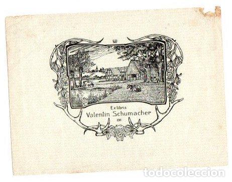 Arte: EXLIBRIS DE VALENTIN SCHUMACHER A&Ntilde;O 1911 - Foto 1