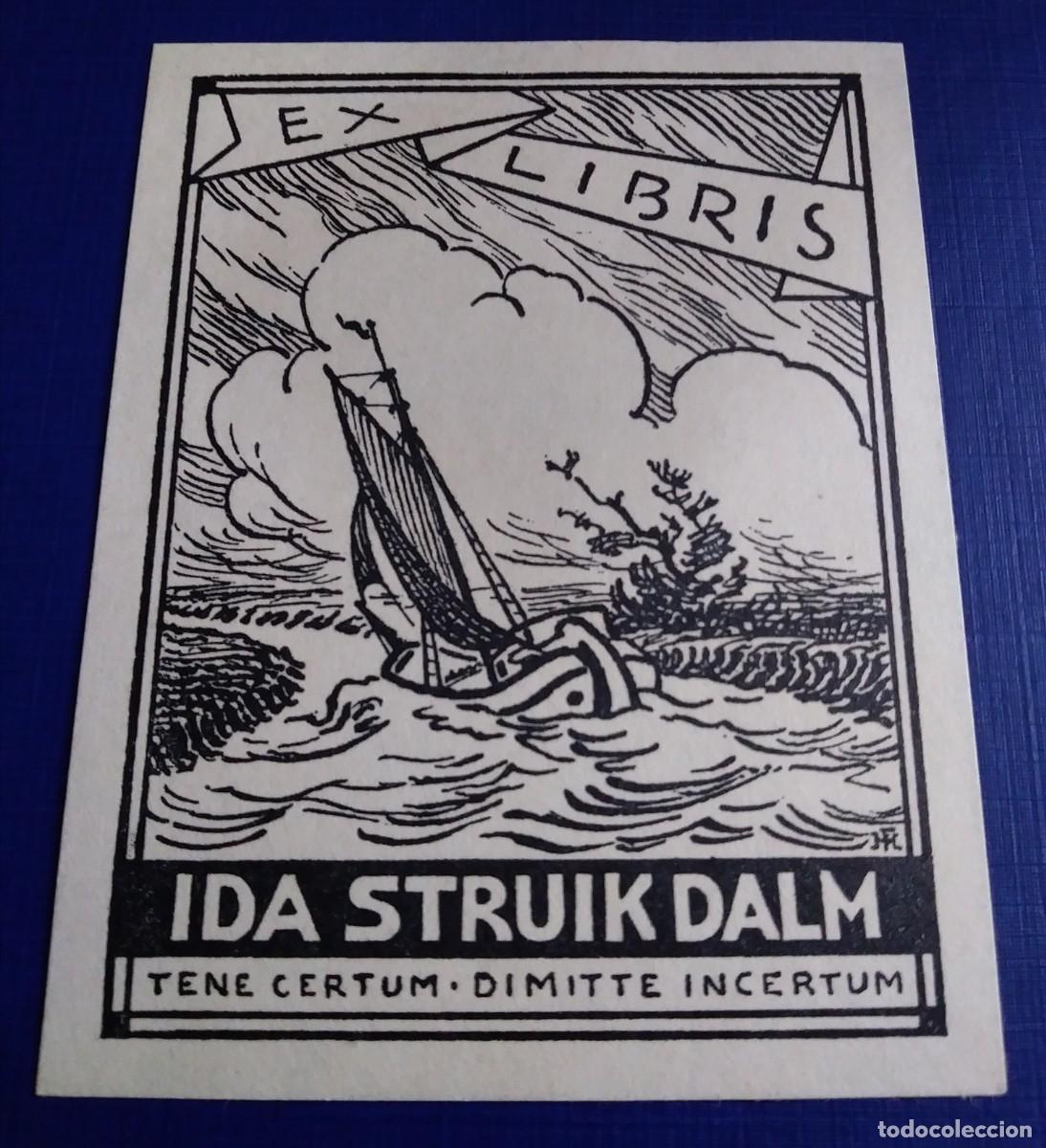 Arte: EXLIBRIS DE BARCO NAVEGANDO CERCA ORILLA - Foto 1