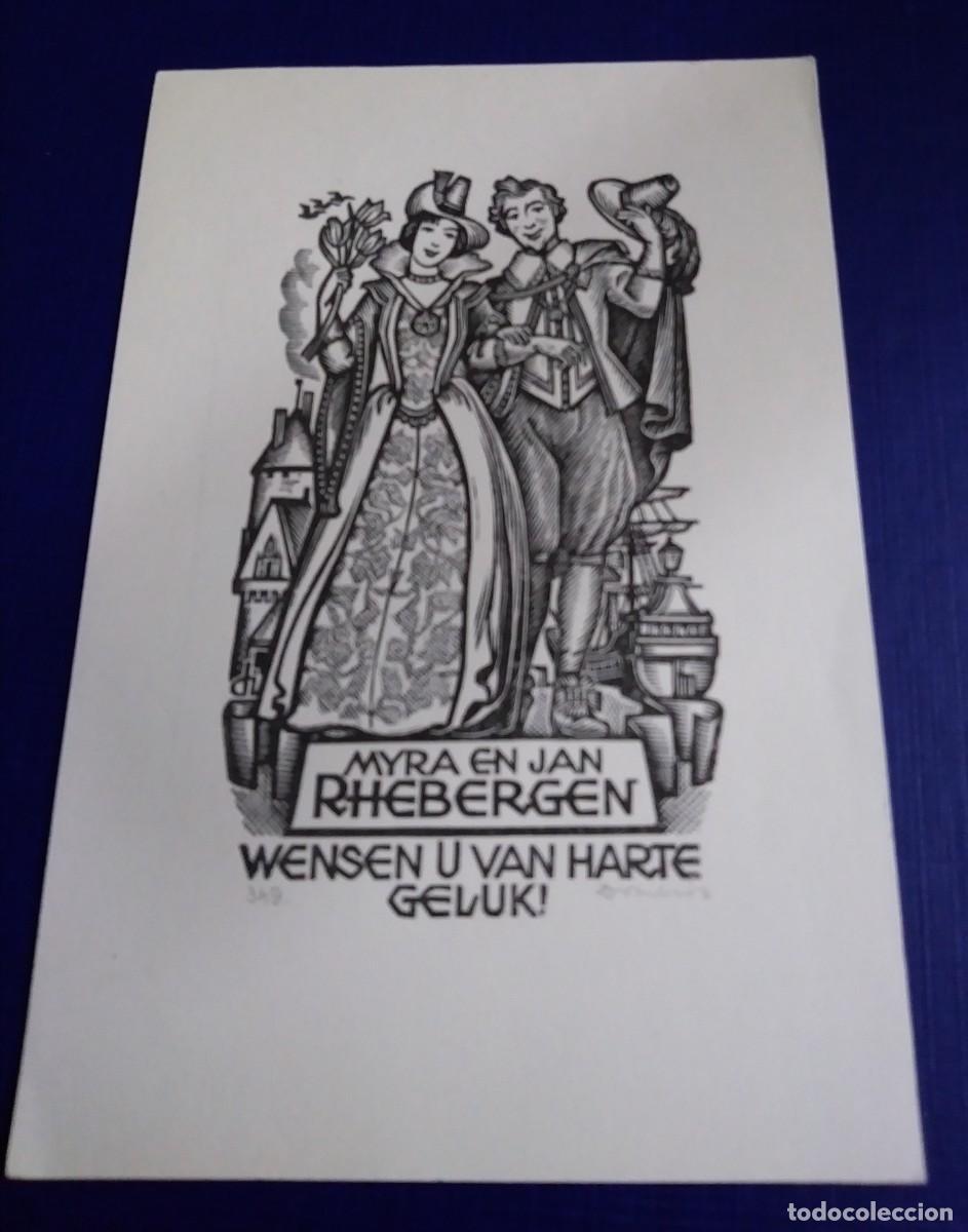 Arte: EXLIBRIS PAREJA CON TRAJES T&Iacute;PICOS - Foto 1