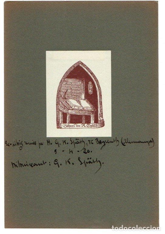 Arte: EXLIBRIS G.K. SP&Auml;TH. ALEMANIA. A&Ntilde;O 1920 - Foto 1