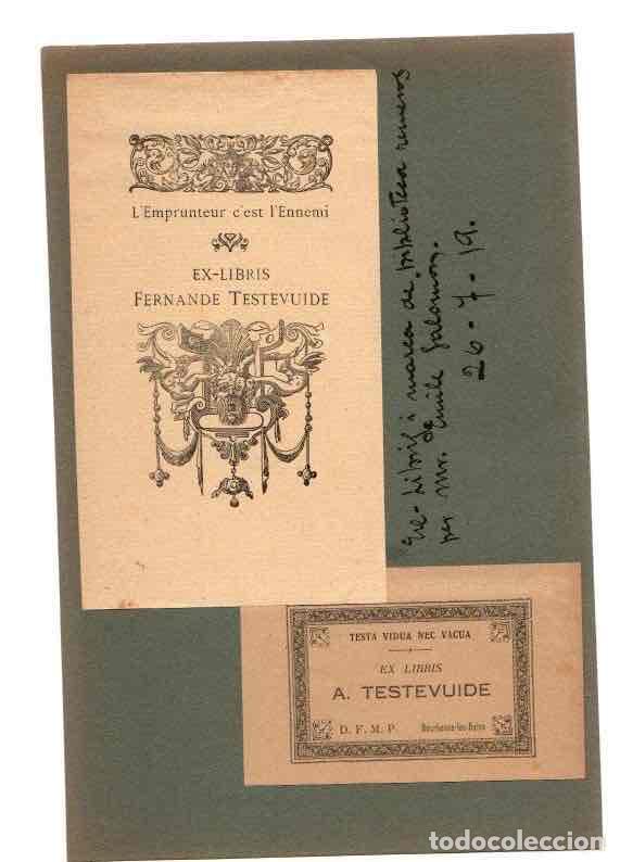 Arte: EXLIBRIS FERNANDE TESTEVUIDE. A&Ntilde;O 1919 - Foto 1