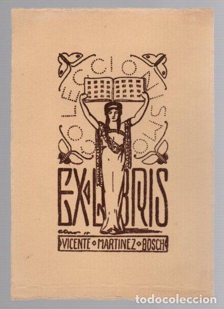 Arte: EXLIBRIS VICENTE MARTINEZ BOSCH. 1915 - Foto 1