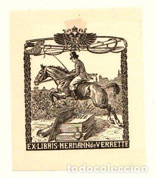 Arte: EXLIBRIS EQUITACION HERMANN DE VERRETTE. 1914 - Foto 1